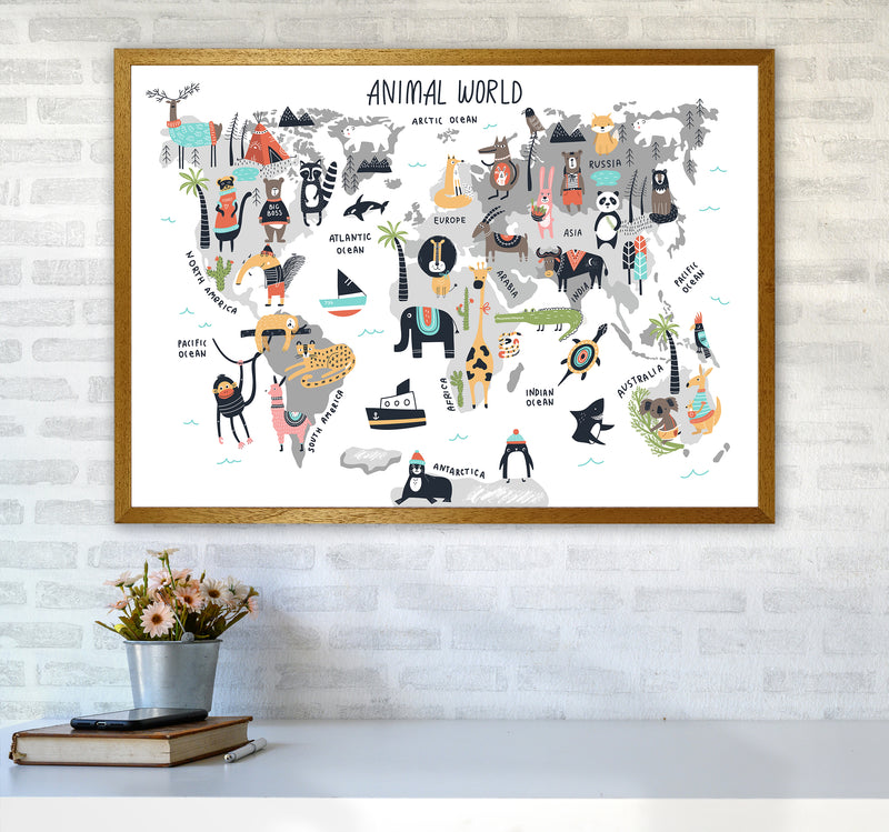 Animal World Map  Art Print by Pixy Paper A1 Print Only