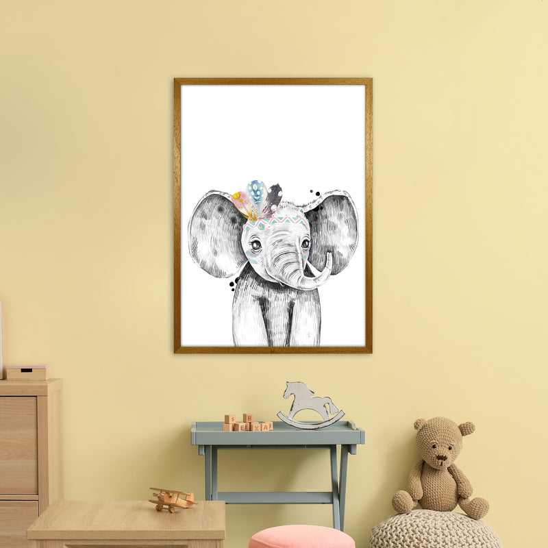 Safari Babies Elephant With Feathers  Art Print by Pixy Paper A1 Print Only