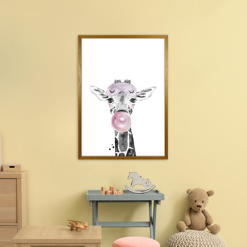 Safari Babies Giraffe With Bubble  Art Print by Pixy Paper A1 Print Only