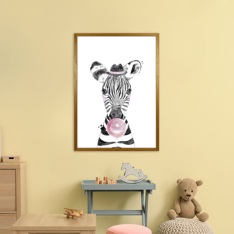 Safari Babies Zebra With Bubble  Art Print by Pixy Paper A1 Print Only
