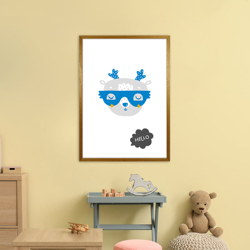 Hello Animal Blue Super Scandi  Art Print by Pixy Paper A1 Print Only