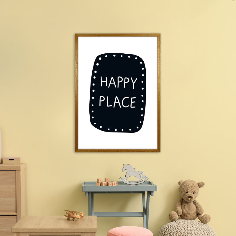 Happy Place Super Scandi Black  Art Print by Pixy Paper A1 Print Only