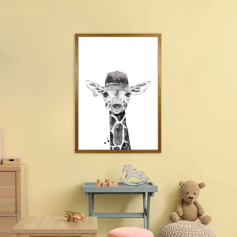 Safari Babies Giraffe With Hat  Art Print by Pixy Paper A1 Print Only