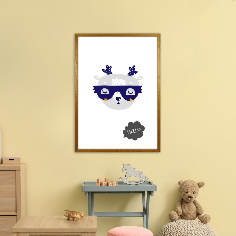 Hello Animal Navy Uper Scandi  Art Print by Pixy Paper A1 Print Only