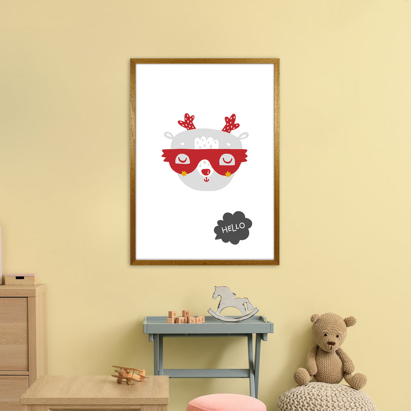 Hello Animal Red Super Scandi  Art Print by Pixy Paper A1 Print Only