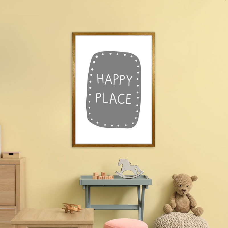 Happy Place Super Scandi Grey  Art Print by Pixy Paper A1 Print Only