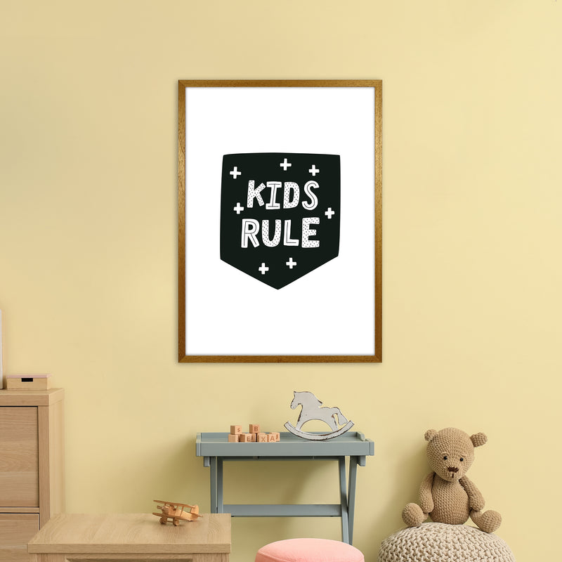 Kids Rule Black Super Scandi  Art Print by Pixy Paper A1 Print Only