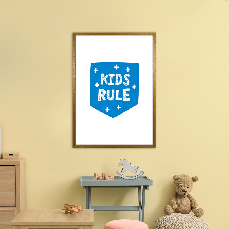 Kids Rule Blue Super Scandi  Art Print by Pixy Paper A1 Print Only