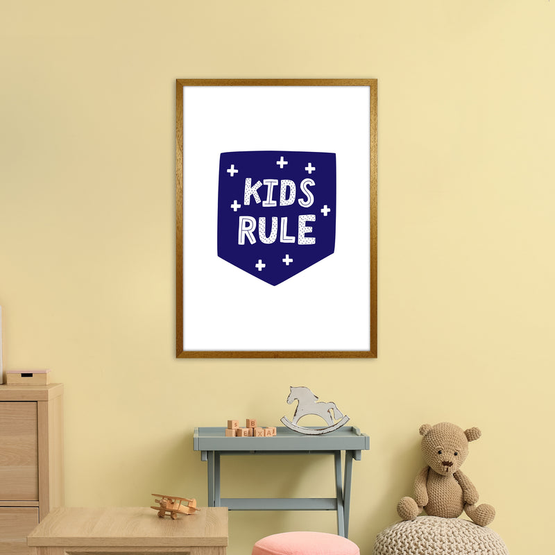Kids Rule Navy Super Scandi  Art Print by Pixy Paper A1 Print Only