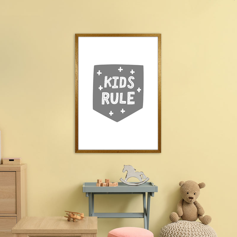 Kids Rule Super Scandi Grey  Art Print by Pixy Paper A1 Print Only
