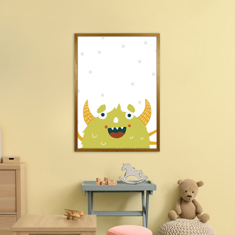 Little Monsters Green Happy  Art Print by Pixy Paper A1 Print Only