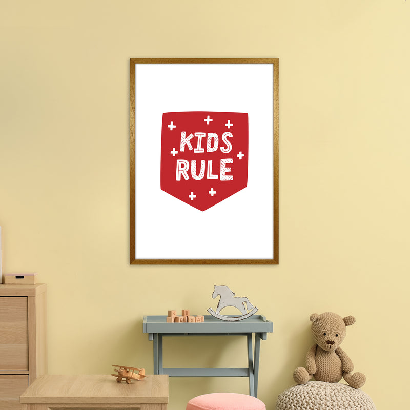 Kids Rule Red Super Scandi  Art Print by Pixy Paper A1 Print Only