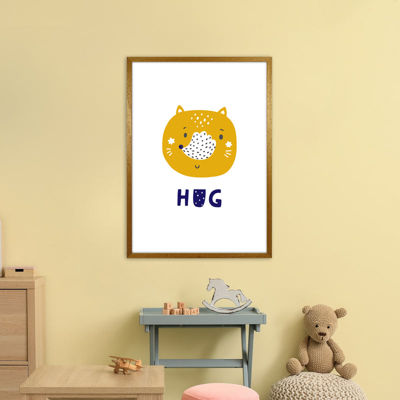 Fox Hug Navy Super Scandi  Art Print by Pixy Paper A1 Print Only