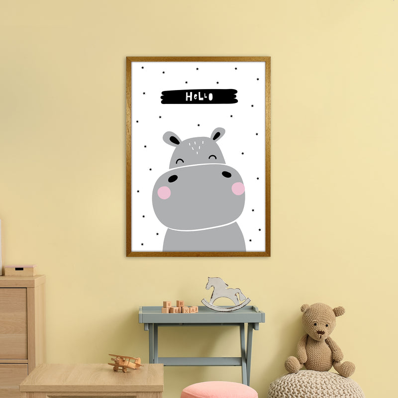 Hello Hippo  Art Print by Pixy Paper A1 Print Only