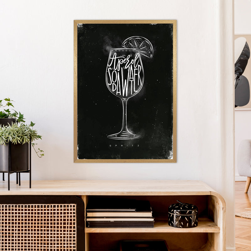 Prosecco Spritz Cocktail Black  Art Print by Pixy Paper A1 Print Only