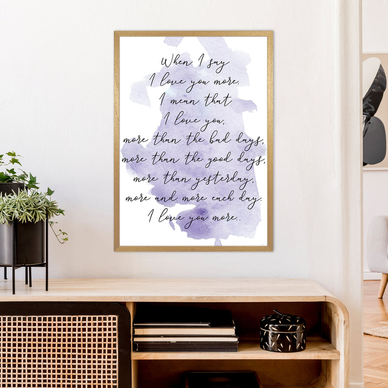 Love You More Purple  Art Print by Pixy Paper A1 Print Only