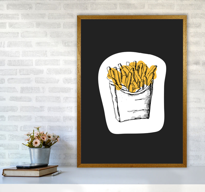 Kitchen Pop Fries Off Black Art Print by Pixy Paper A1 Print Only