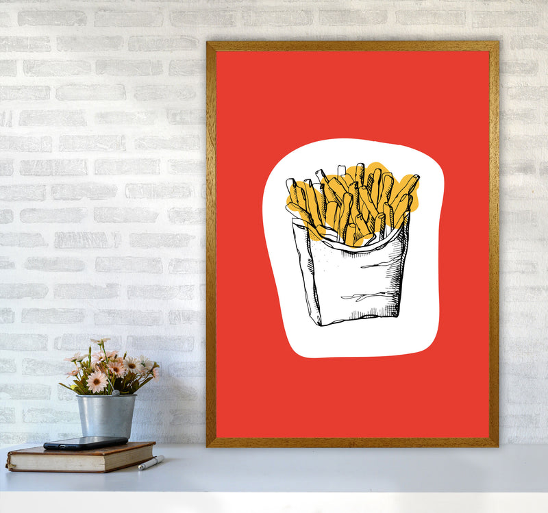 Kitchen Pop Fries Red Art Print by Pixy Paper A1 Print Only
