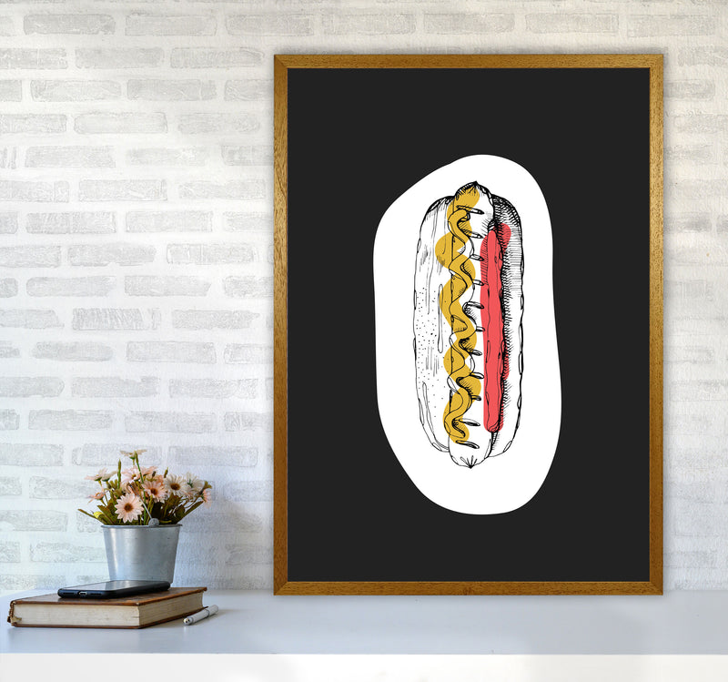 Kitchen Pop Hot Dog Off Black Art Print by Pixy Paper A1 Print Only
