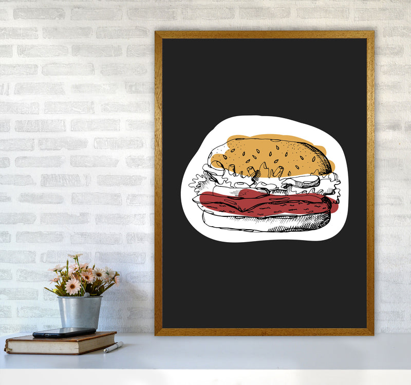Kitchen Pop Burger Off Black Art Print by Pixy Paper A1 Print Only