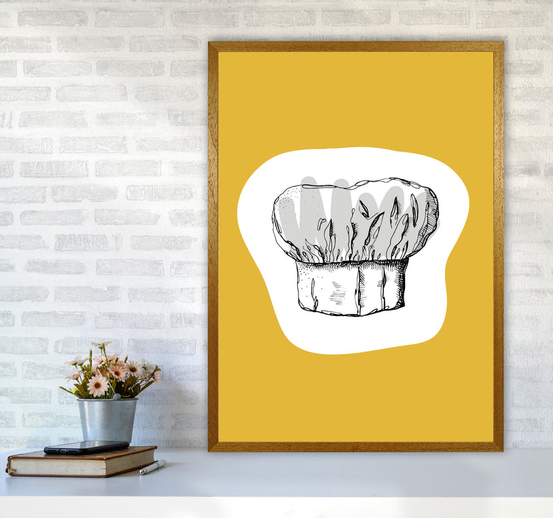 Kitchen Pop Chef's Hat Mustard Art Print by Pixy Paper A1 Print Only