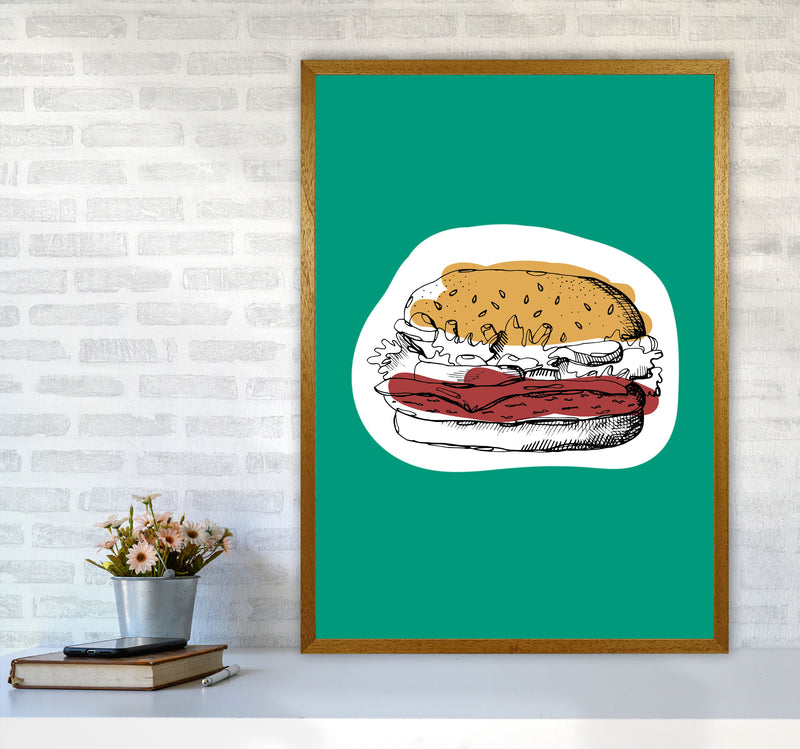 Kitchen Pop Burger Teal Art Print by Pixy Paper A1 Print Only