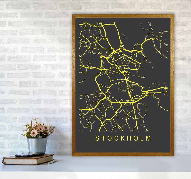 Stockholm Map Neon Art Print by Pixy Paper A1 Print Only