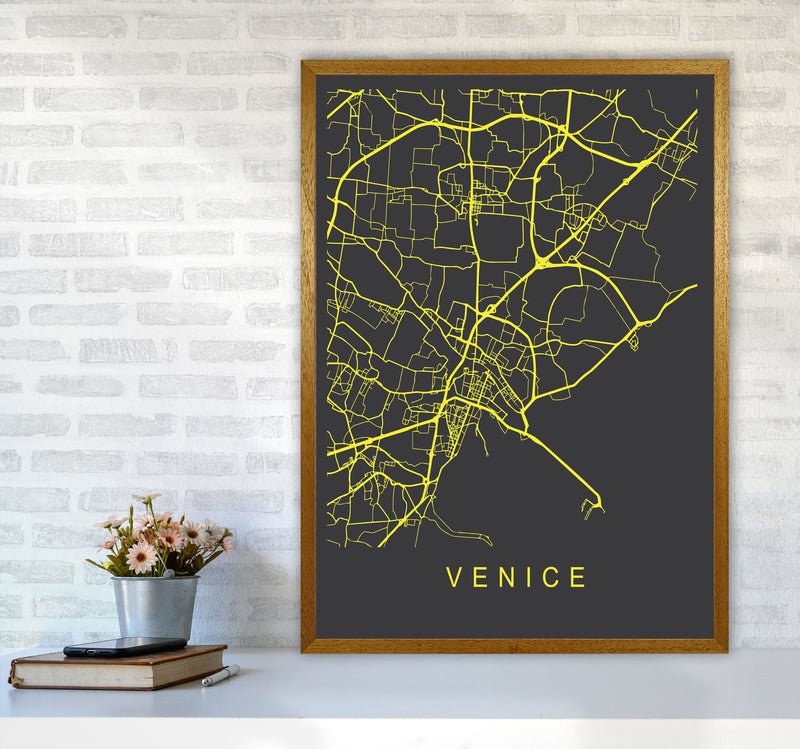 Venice Map Neon Art Print by Pixy Paper A1 Print Only