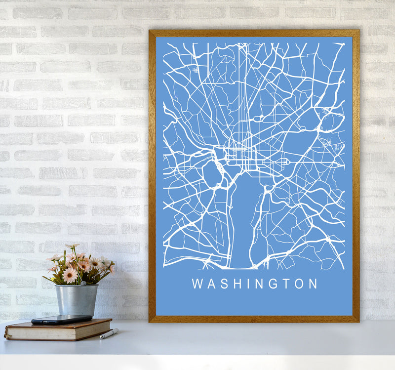 Washington Map Blueprint Art Print by Pixy Paper A1 Print Only