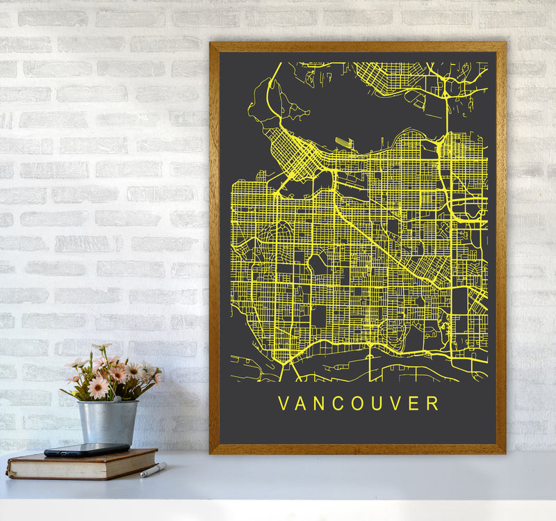 Vancouver Map Neon Art Print by Pixy Paper A1 Print Only