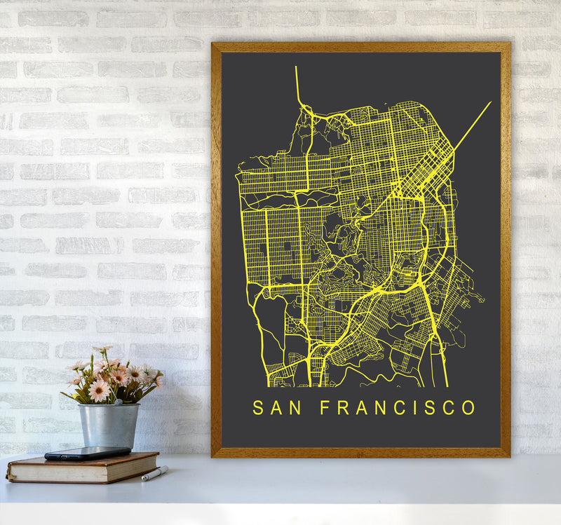 San Francisco Map Neon Art Print by Pixy Paper A1 Print Only