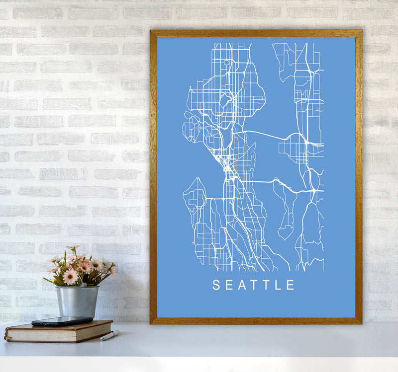 Seattle Map Blueprint Art Print by Pixy Paper A1 Print Only