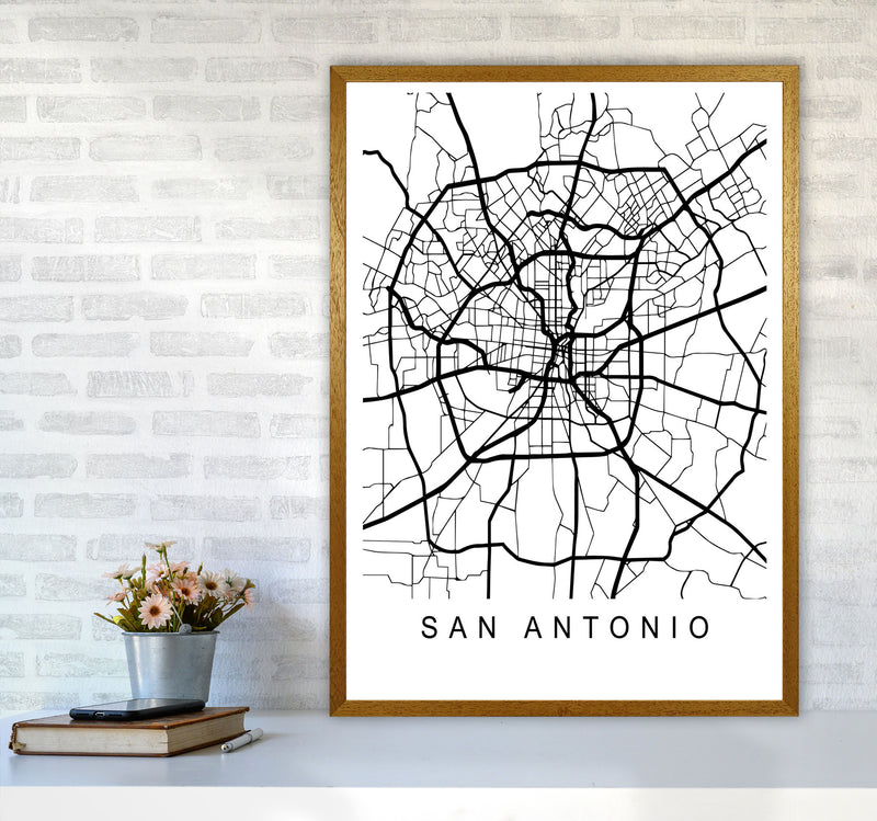 San Antonio Map Art Print by Pixy Paper A1 Print Only