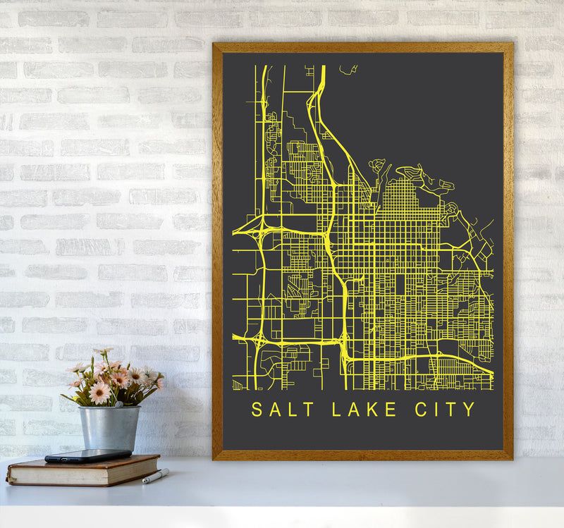 Salt Lake City Map Neon Art Print by Pixy Paper A1 Print Only