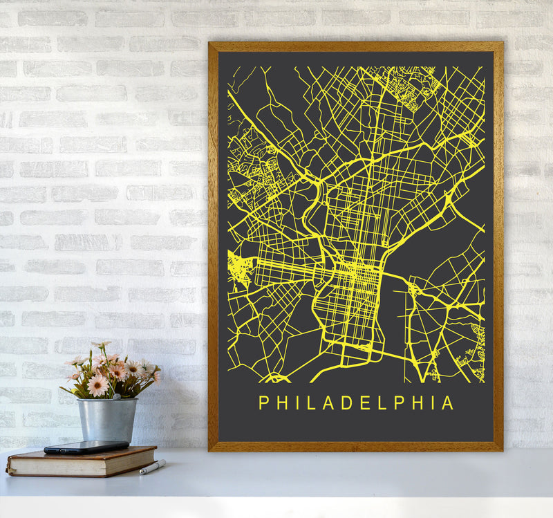 Philadelphia Map Neon Art Print by Pixy Paper A1 Print Only