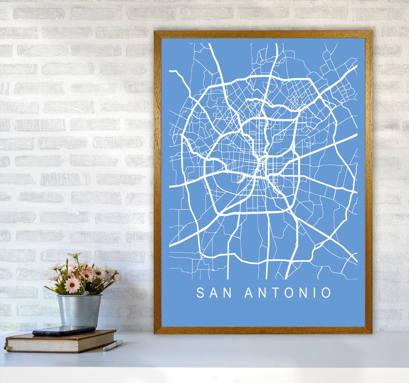 San Antonio Map Blueprint Art Print by Pixy Paper A1 Print Only