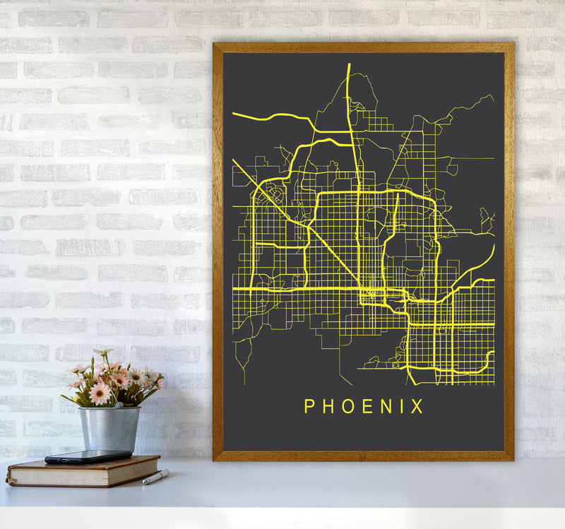 Phoenix Map Neon Art Print by Pixy Paper A1 Print Only