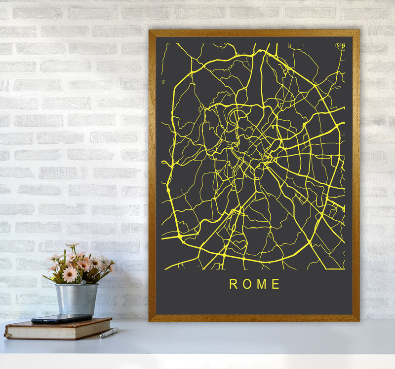 Rome Map Neon Art Print by Pixy Paper A1 Print Only