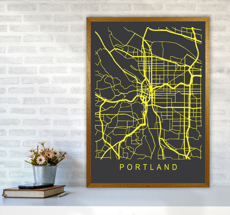 Portland Map Neon Art Print by Pixy Paper A1 Print Only