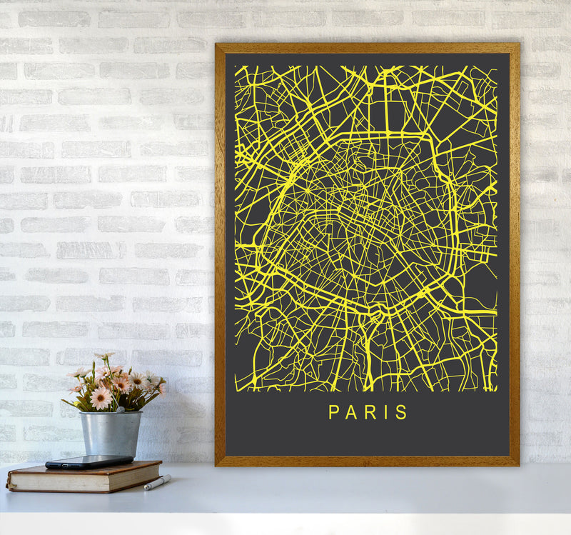 Paris Map Neon Art Print by Pixy Paper A1 Print Only