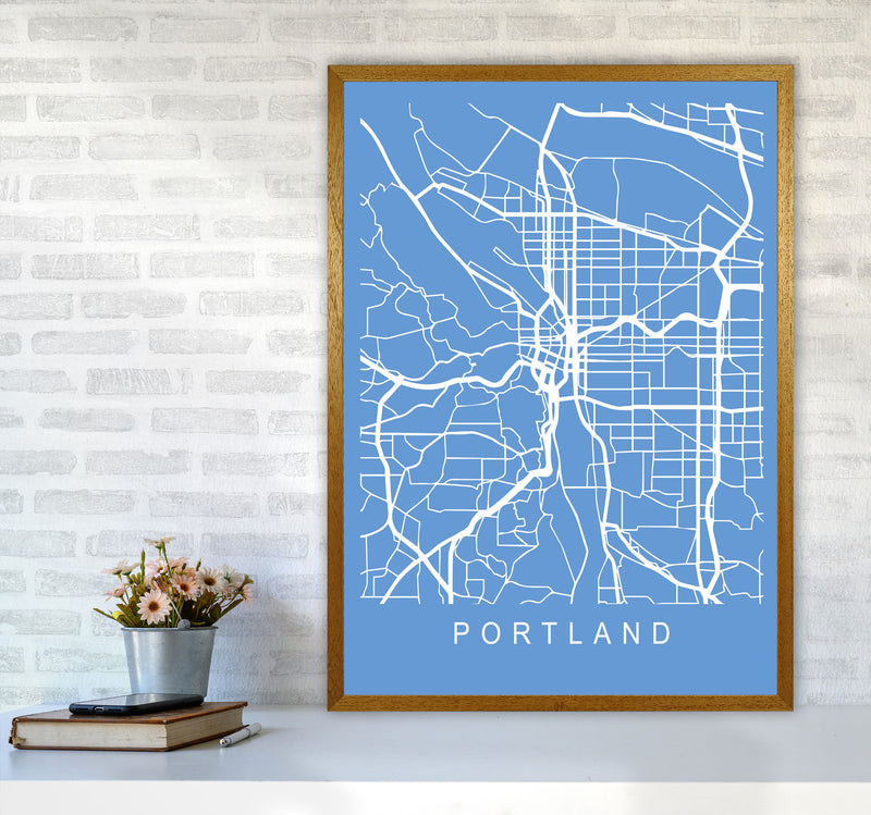 Portland Map Blueprint Art Print by Pixy Paper A1 Print Only