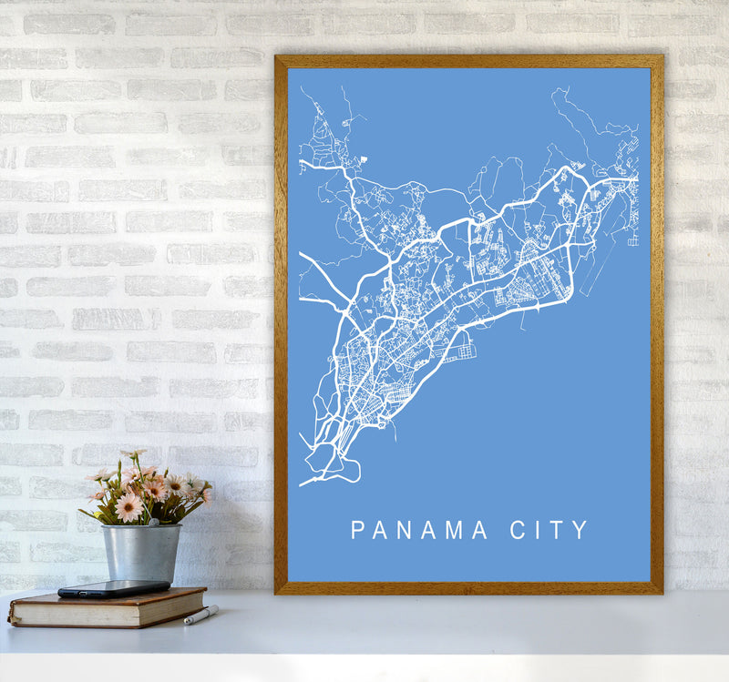 Panama City Map Blueprint Art Print by Pixy Paper A1 Print Only