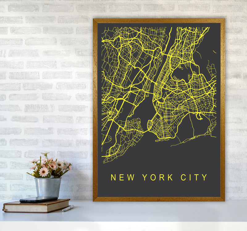 New York City Map Neon Art Print by Pixy Paper A1 Print Only