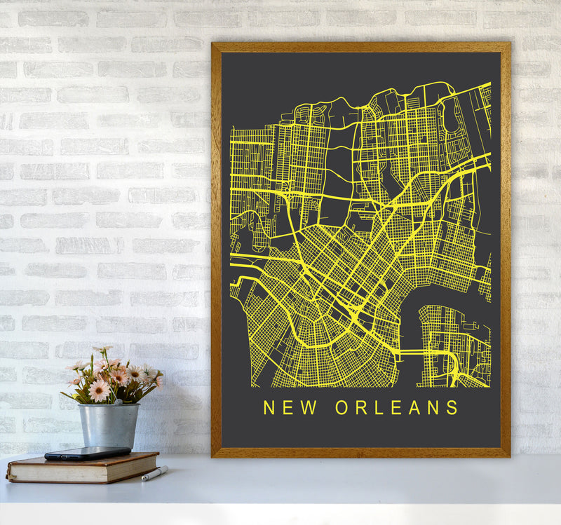 New Orleans Map Neon Art Print by Pixy Paper A1 Print Only