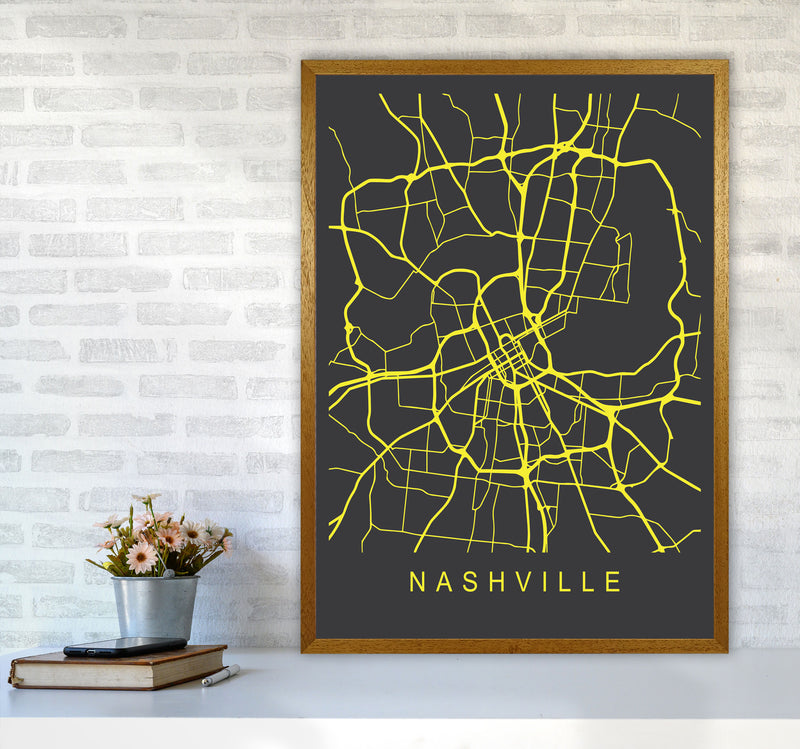 Nashville Map Neon Art Print by Pixy Paper A1 Print Only