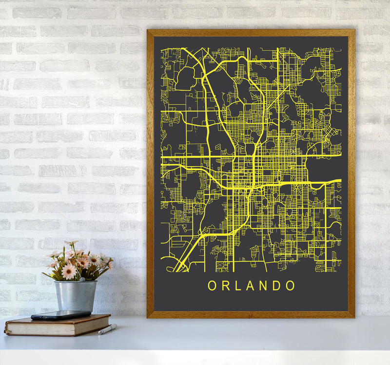 Orlando Map Neon Art Print by Pixy Paper A1 Print Only