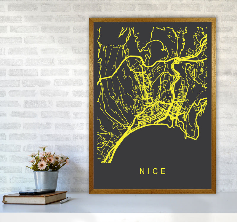 Nice Map Neon Art Print by Pixy Paper A1 Print Only