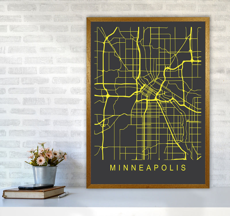 Minneapolis Map Neon Art Print by Pixy Paper A1 Print Only