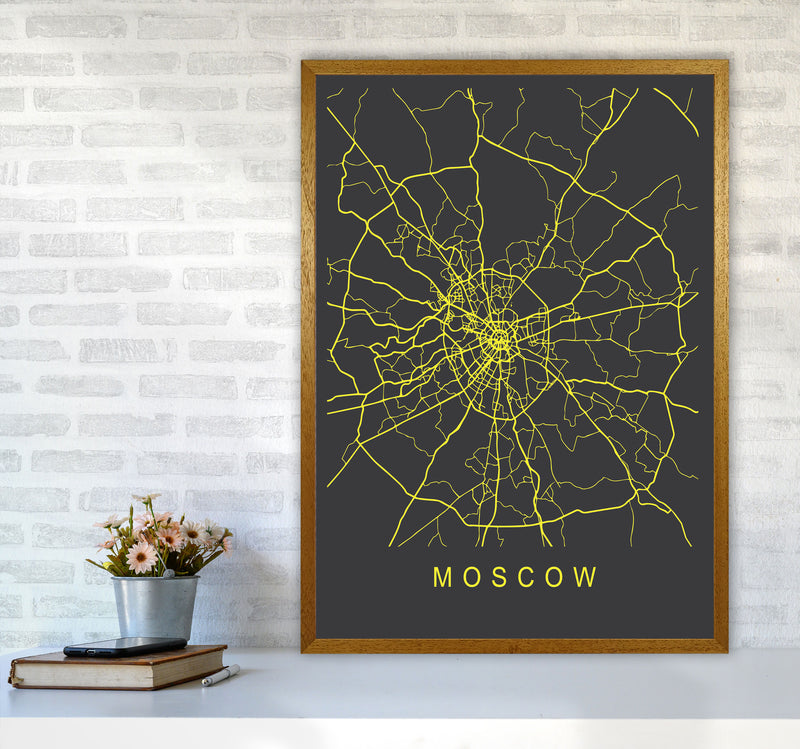 Moscow Map Neon Art Print by Pixy Paper A1 Print Only