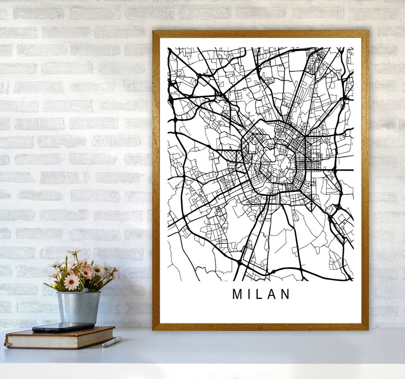 Milan Map Art Print by Pixy Paper A1 Print Only